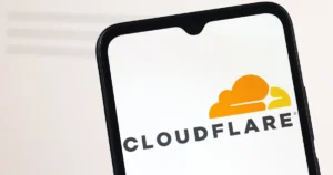 The,Cloudflare,(cloud,Flare),Logo,Is,Seen,Displayed,On,A