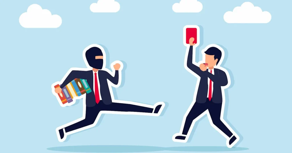 Businessman,As,Referee,Blowing,Whistle,And,Showing,Red,Card,To