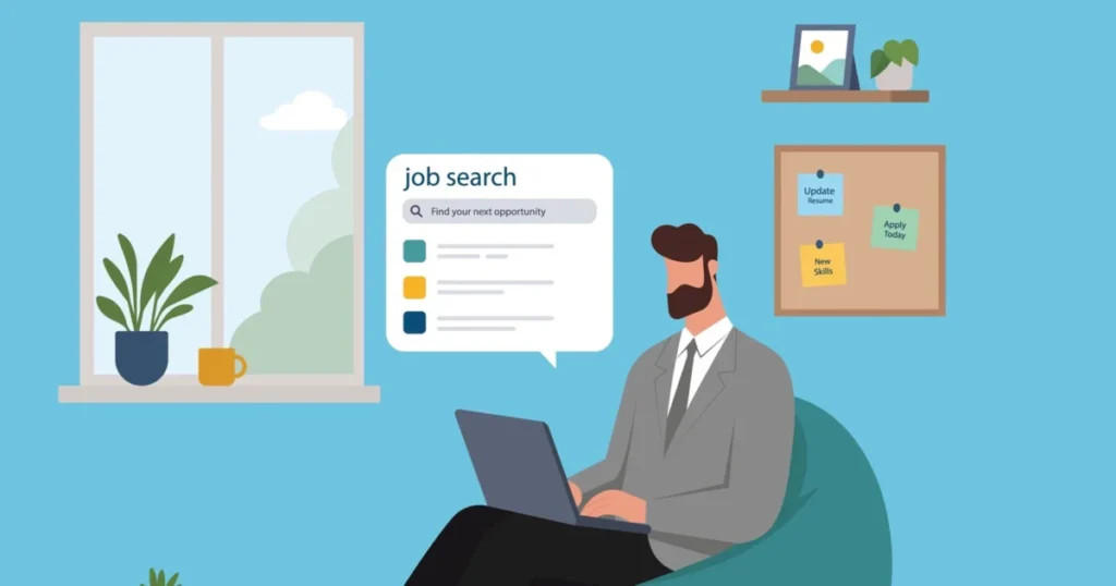 Flat,Vector,Illustration,Of,A,Man,Sitting,At,Home,Browsing