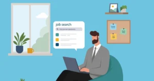 Flat,Vector,Illustration,Of,A,Man,Sitting,At,Home,Browsing